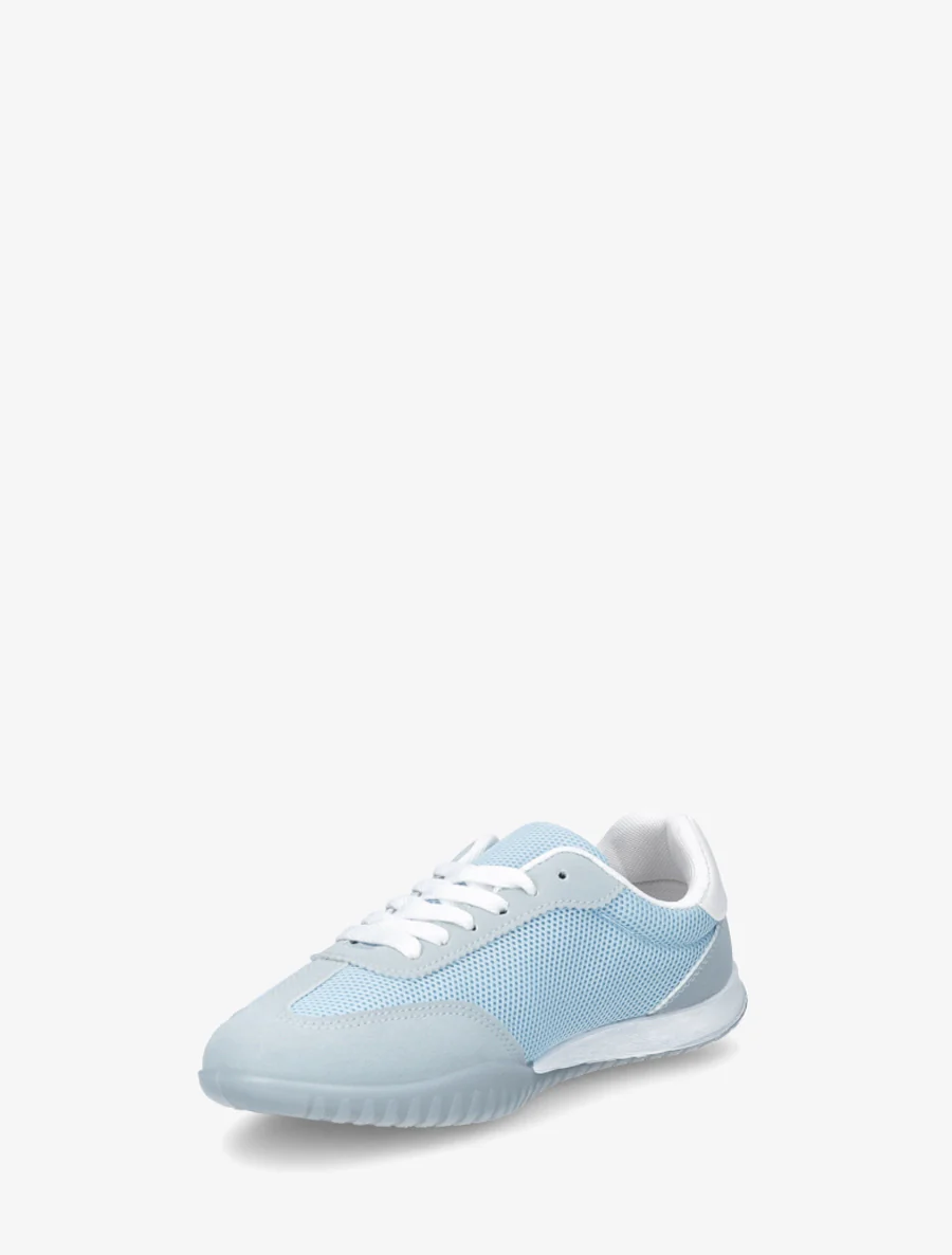 Sneakers bimatière à bouts ronds - Bleu ciel - Image 3