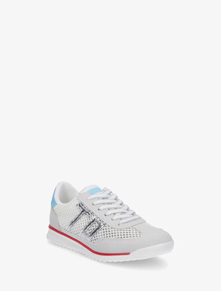 Sneakers bimatière floquées - Blanc - Image 2