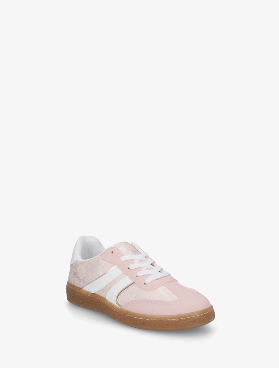 Sneakers bimatière imprimé roses - Rose - Image 2