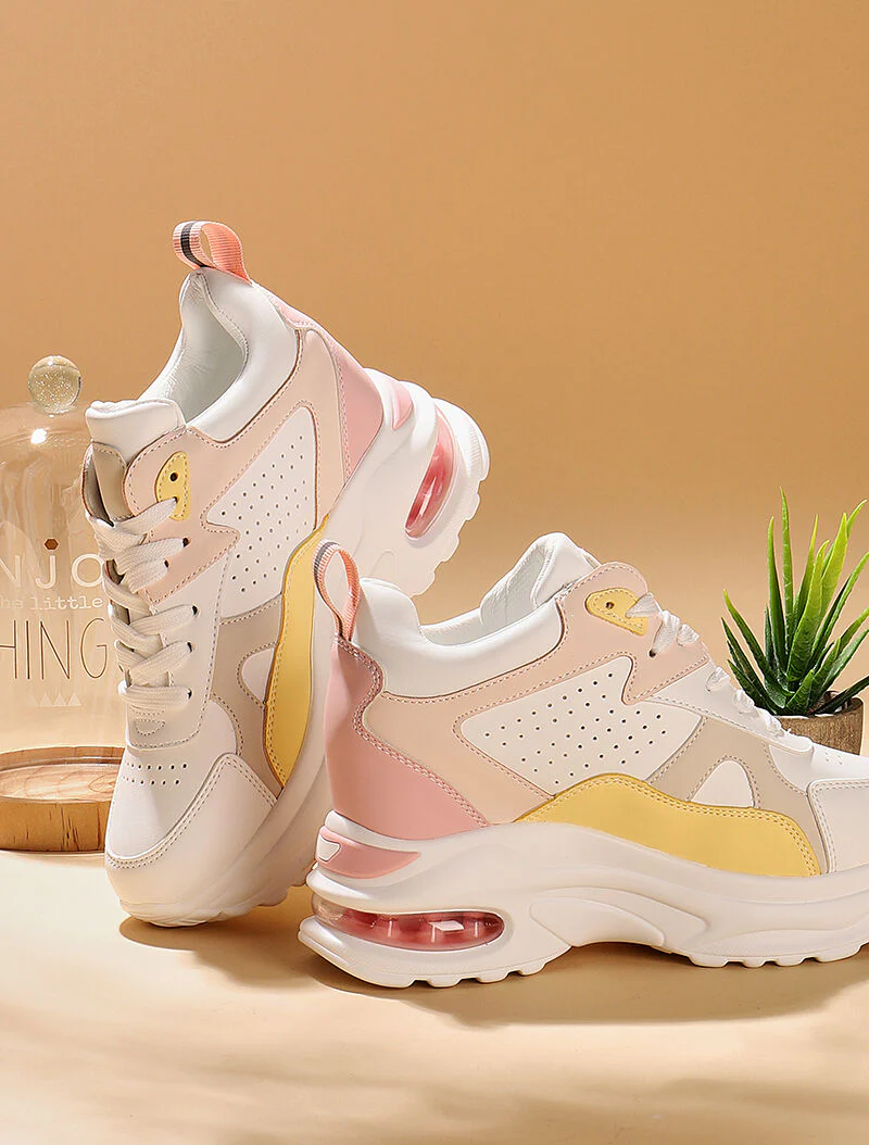 Sneakers compensées à bulle d'air intégrée - rose