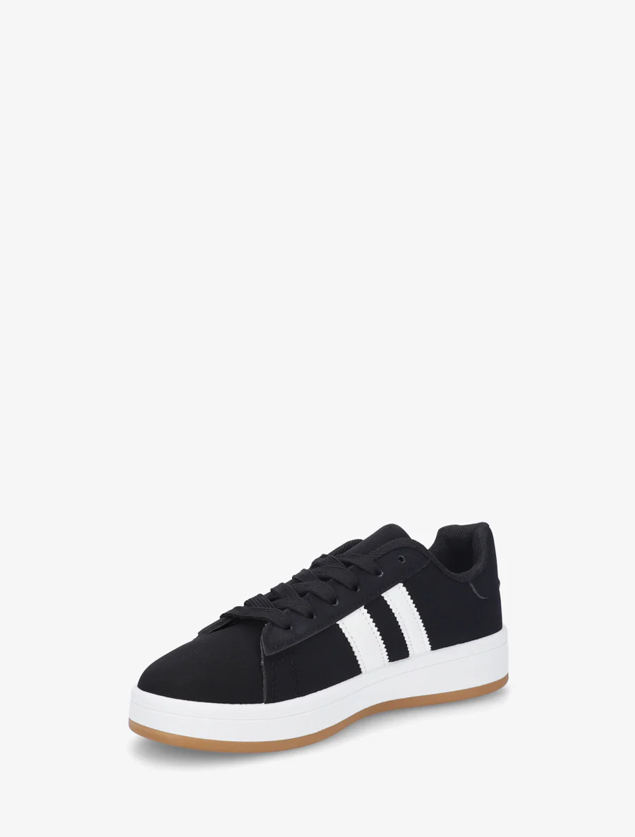 Sneakers effet nubuck à bandes contrastantes - Noir - Image 3