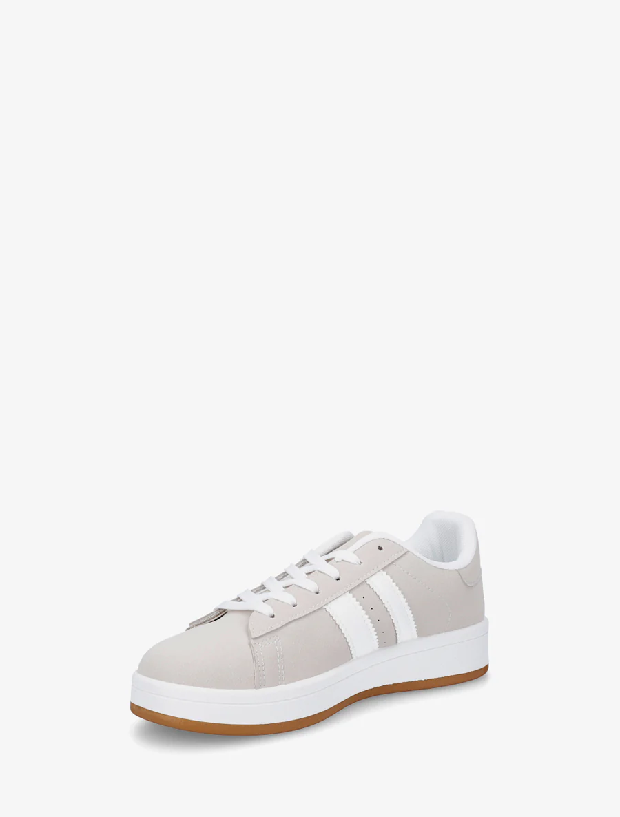 Sneakers effet nubuck à bandes contrastantes - Gris - Image 3