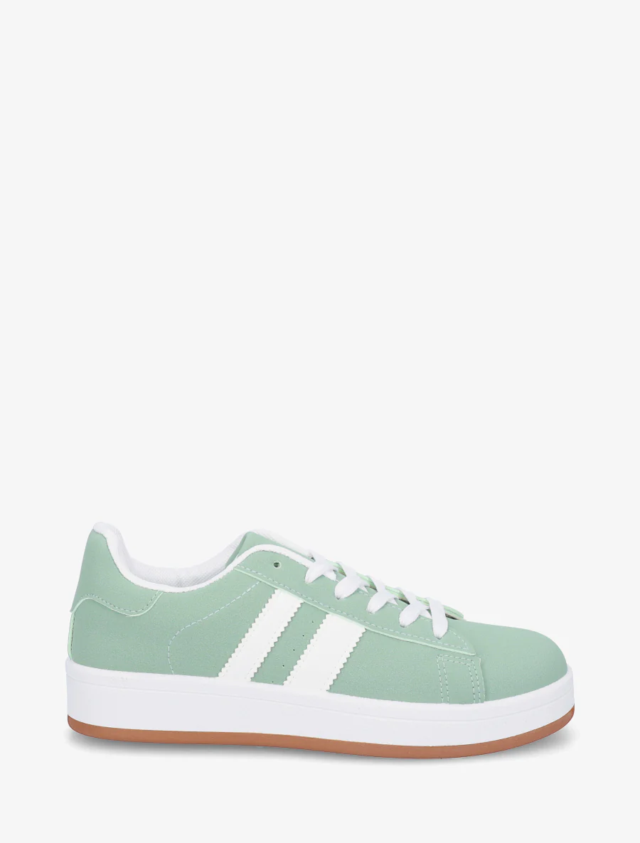 Sneakers effet nubuck à bandes contrastantes - Vert