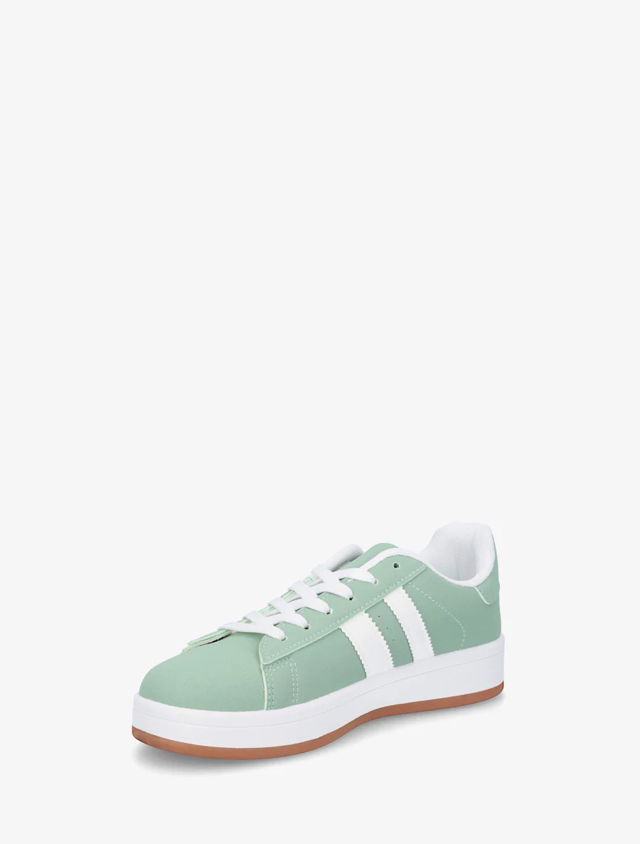 Sneakers effet nubuck à bandes contrastantes - Vert - Image 3
