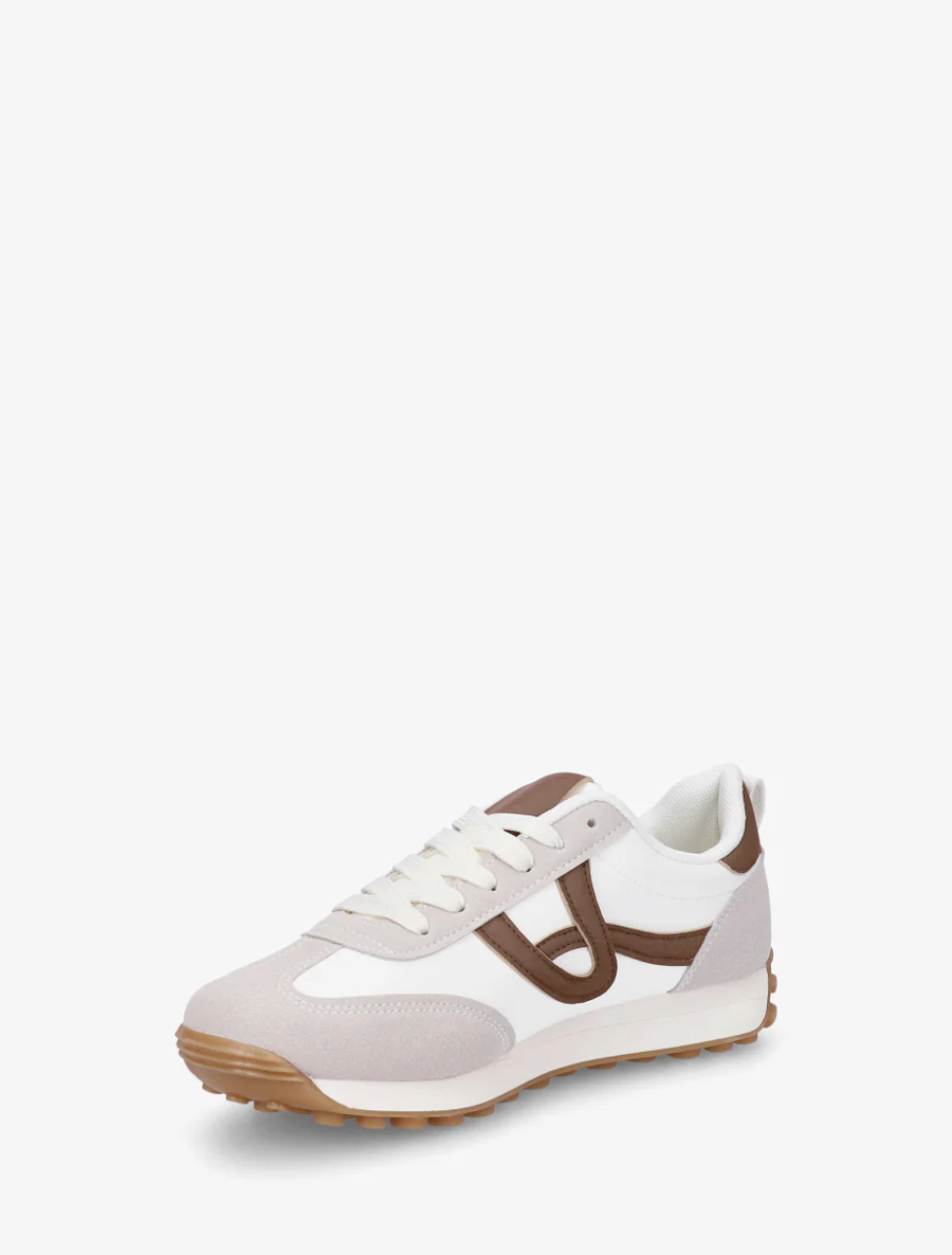 Sneakers en simili à détails contrastants - Blanc - Image 3
