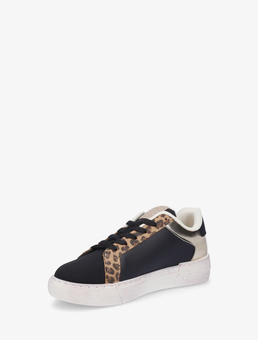 Sneakers en simili à motif étoile - Noir - Image 3