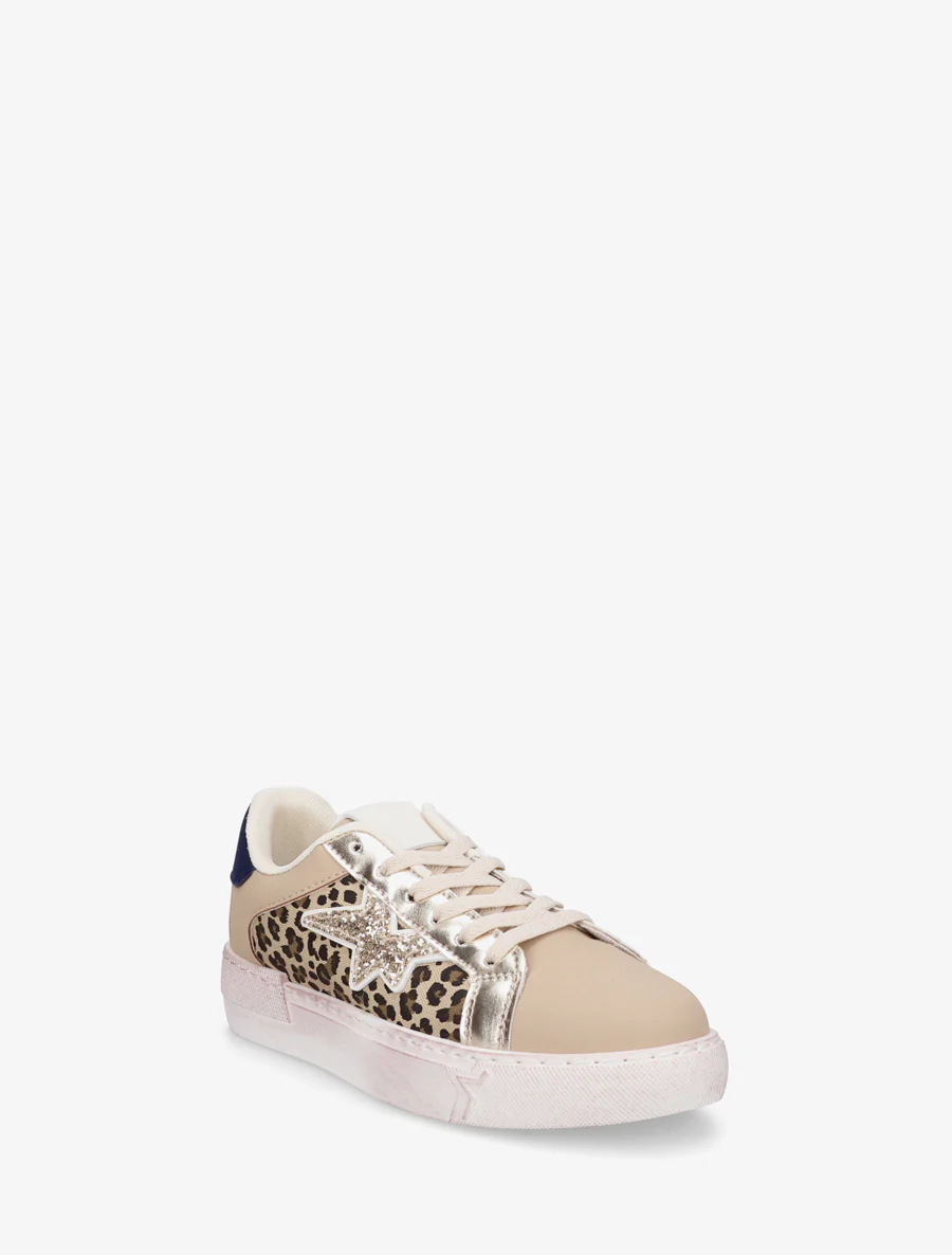 Sneakers en simili à motif étoile - Taupe - Image 2