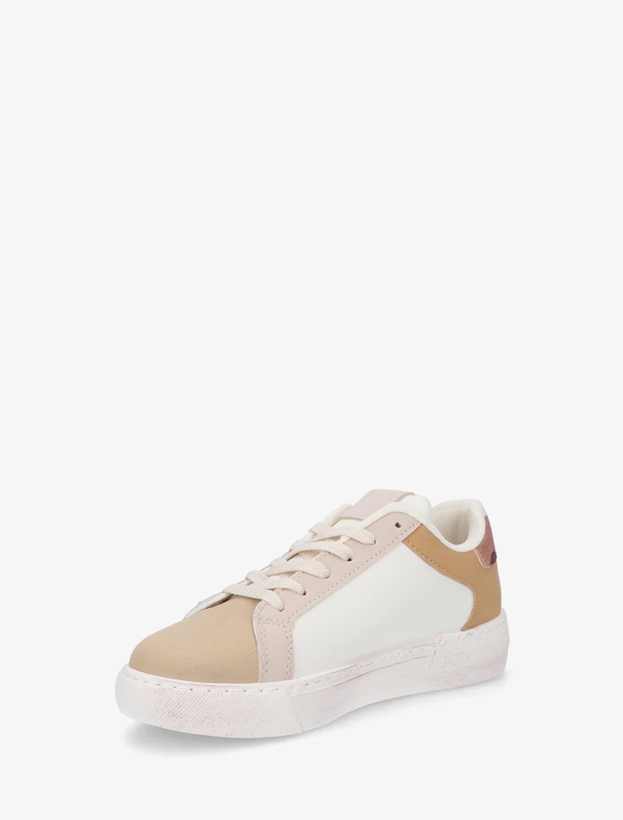 Sneakers en simili à motif étoile - Beige - Image 3