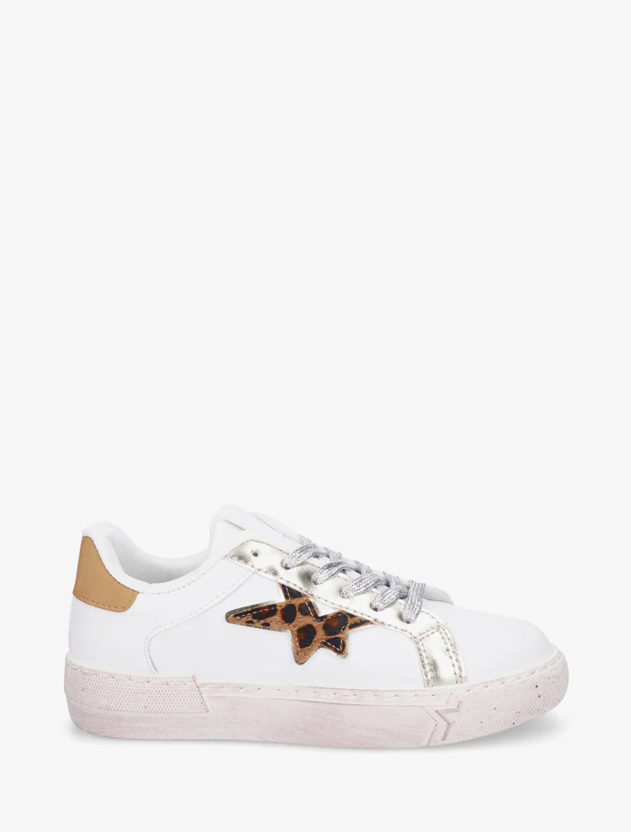 Sneakers en simili à motif étoile - Blanc