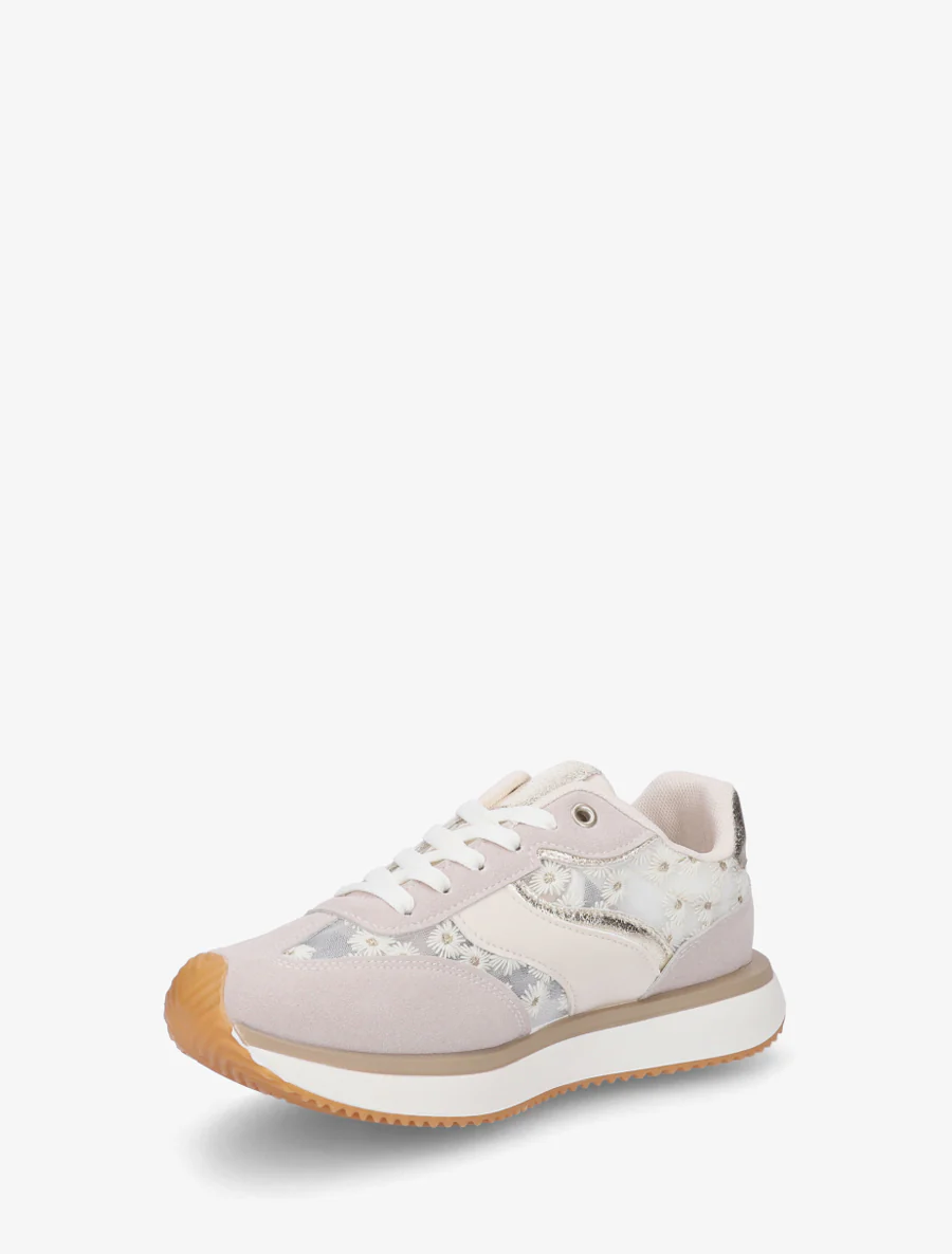 Sneakers en simili à motif pâquerettes - Or - Image 3