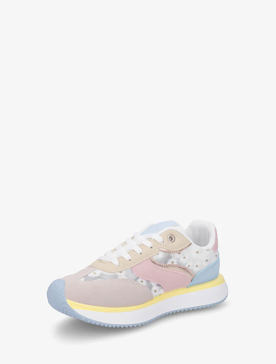 Sneakers en simili à motif pâquerettes - Taupe - Image 3