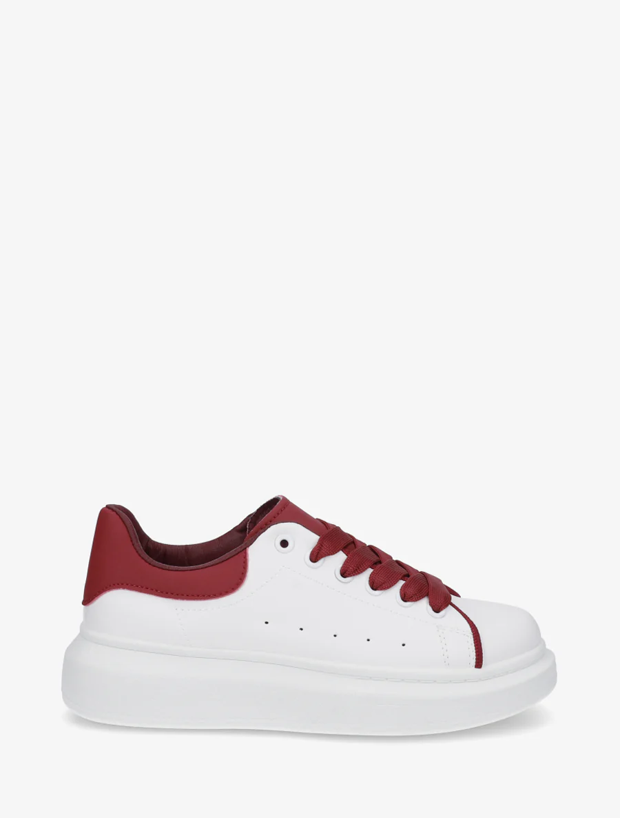 Sneakers en simili bicolore - Bordeaux