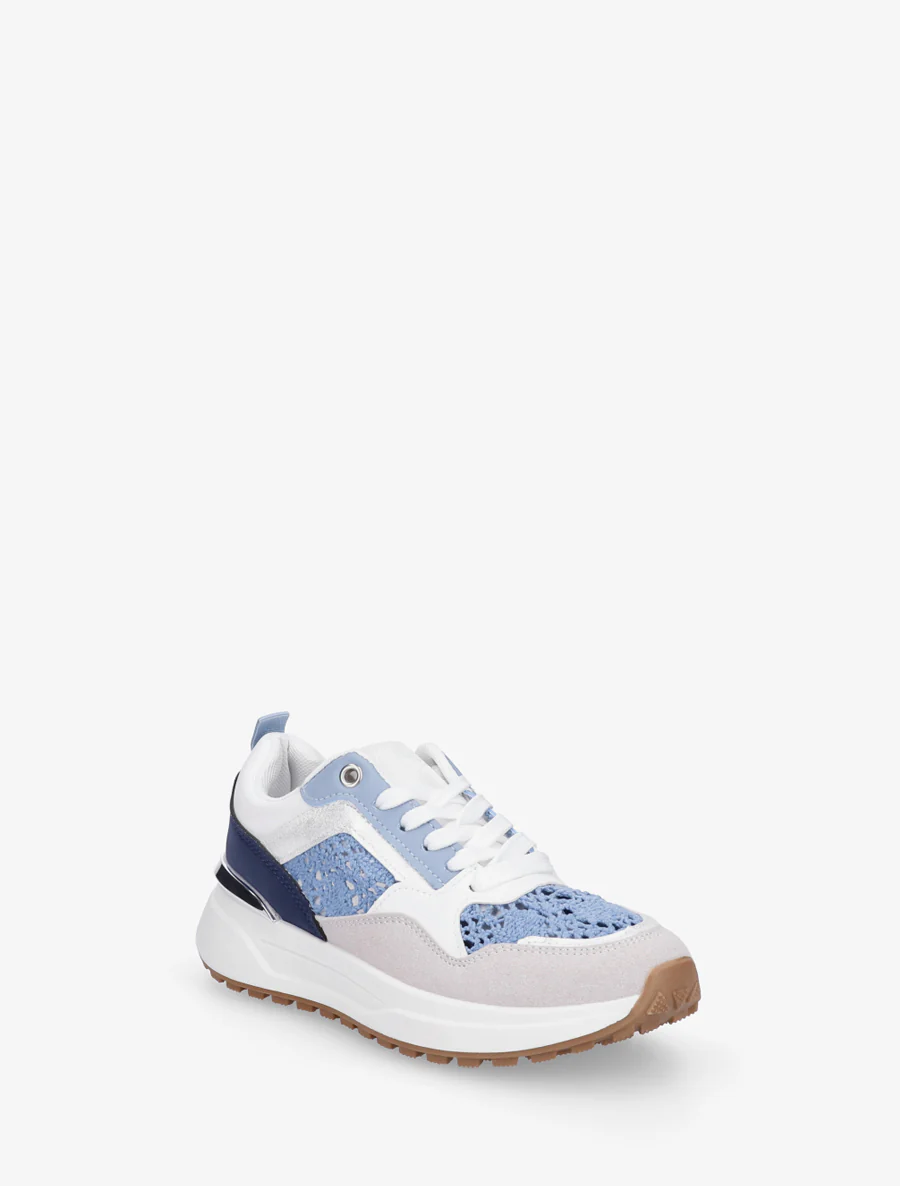 Sneakers en simili et en crochet - Bleu - Image 2