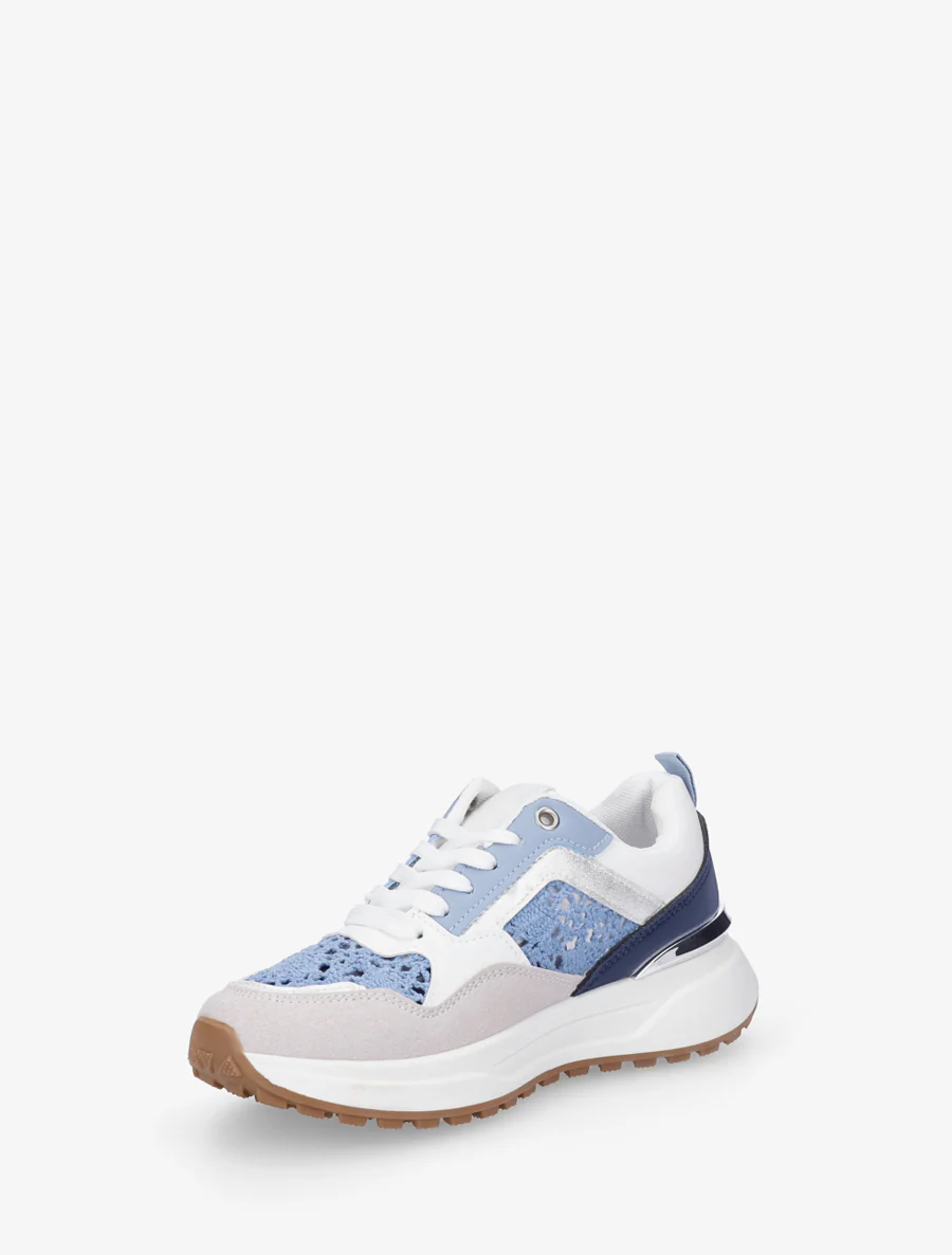 Sneakers en simili et en crochet - Bleu - Image 3