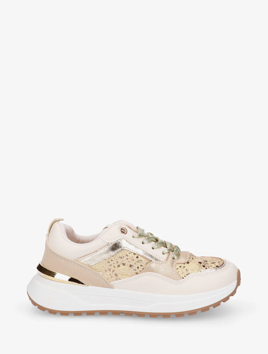 Sneakers en simili et en crochet - Or