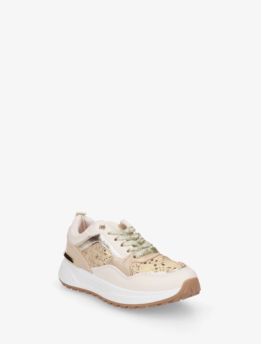Sneakers en simili et en crochet - Or - Image 2
