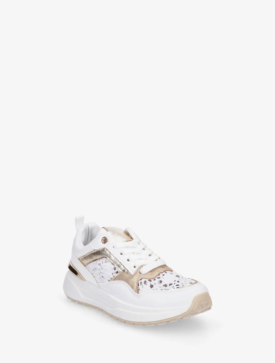 Sneakers en simili et en crochet - Blanc - Image 2