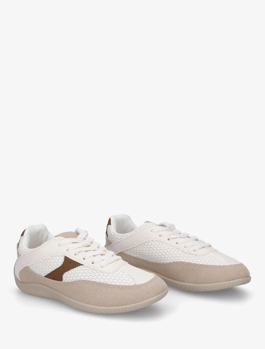 Sneakers en simili et toile - Marron - Image 4
