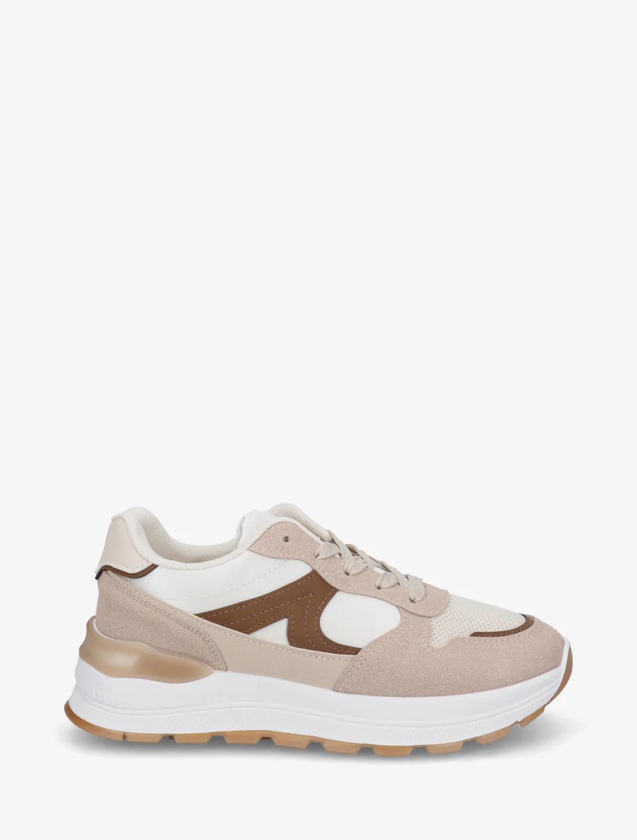 Sneakers en simili stylisés - Beige