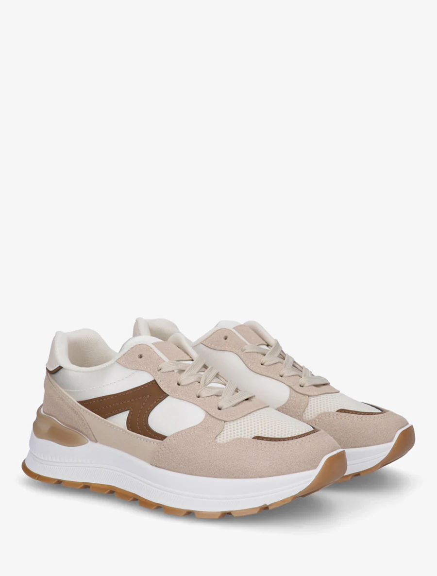 Sneakers en simili stylisés - Beige - Image 4