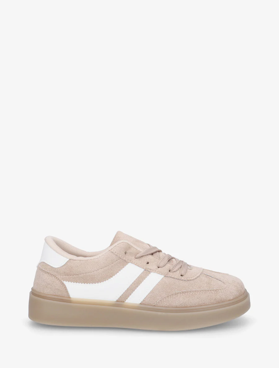 Sneakers en suédine à bandes contrastantes - Taupe