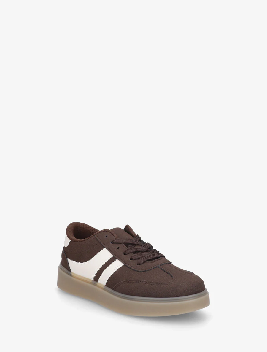 Sneakers en suédine à bandes contrastantes - Marron - Image 2