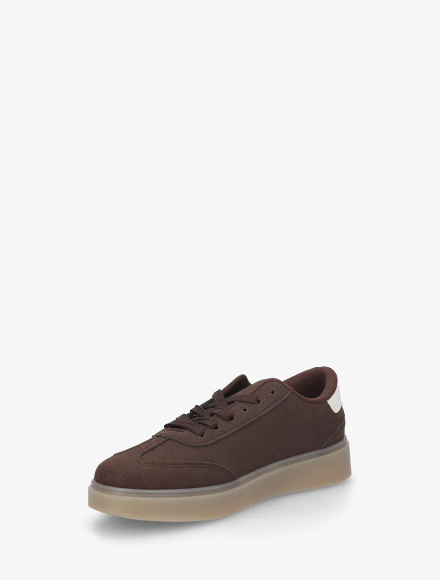 Sneakers en suédine à bandes contrastantes - Marron - Image 3