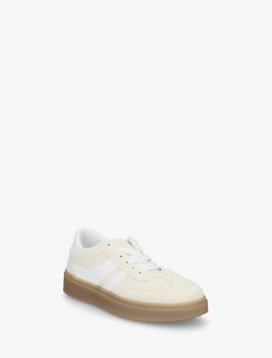 Sneakers en suédine à bandes contrastantes - Jaune pâle - Image 2