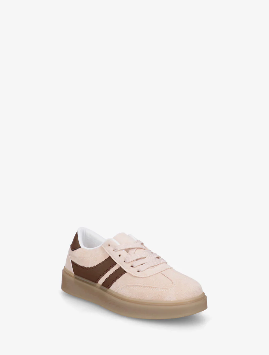Sneakers en suédine à bandes contrastantes - Beige - Image 2