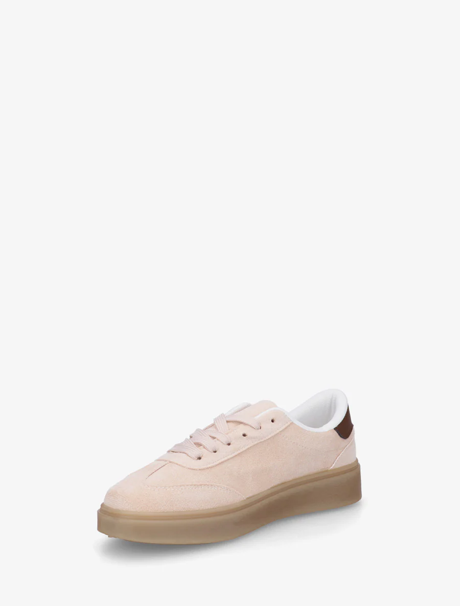Sneakers en suédine à bandes contrastantes - Beige - Image 3
