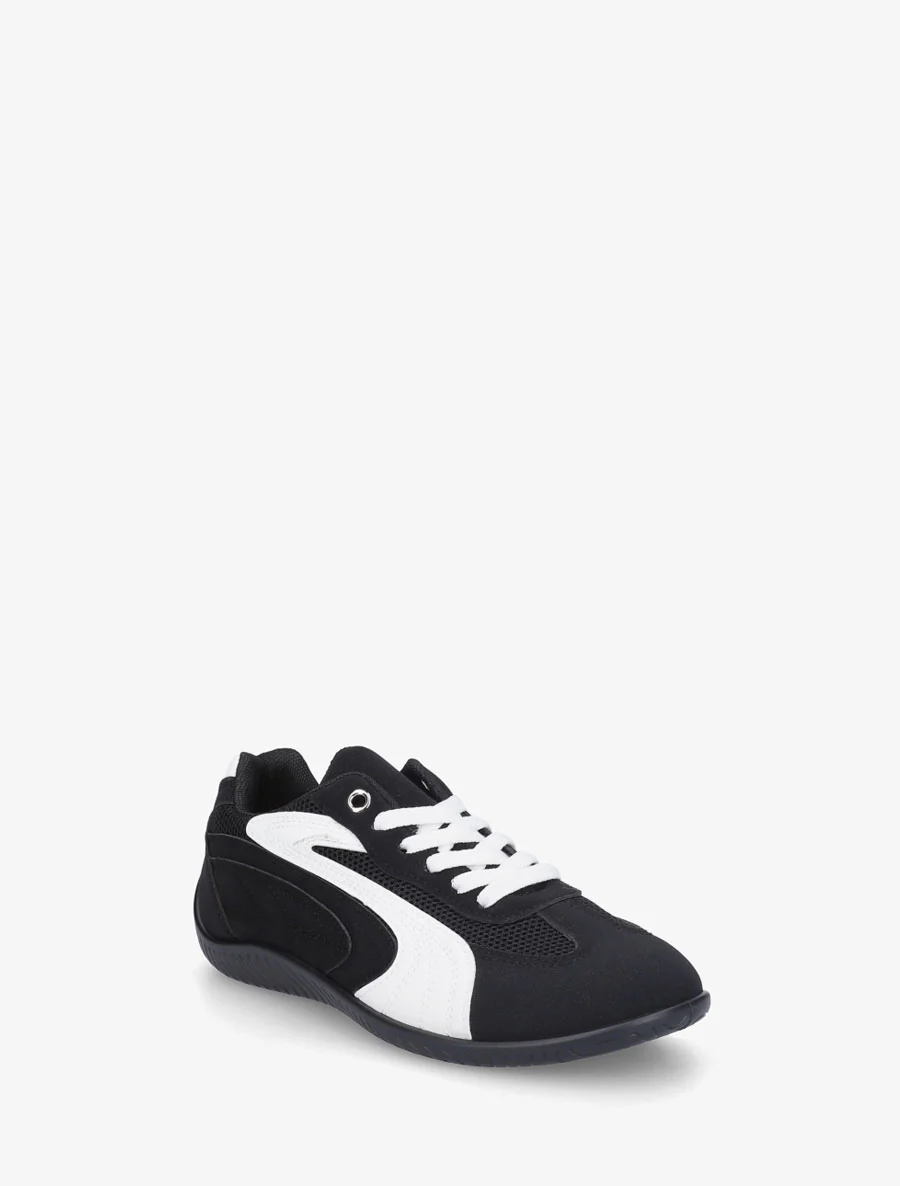 Sneakers en suédine à bandes contrastantes - Noir - Image 2
