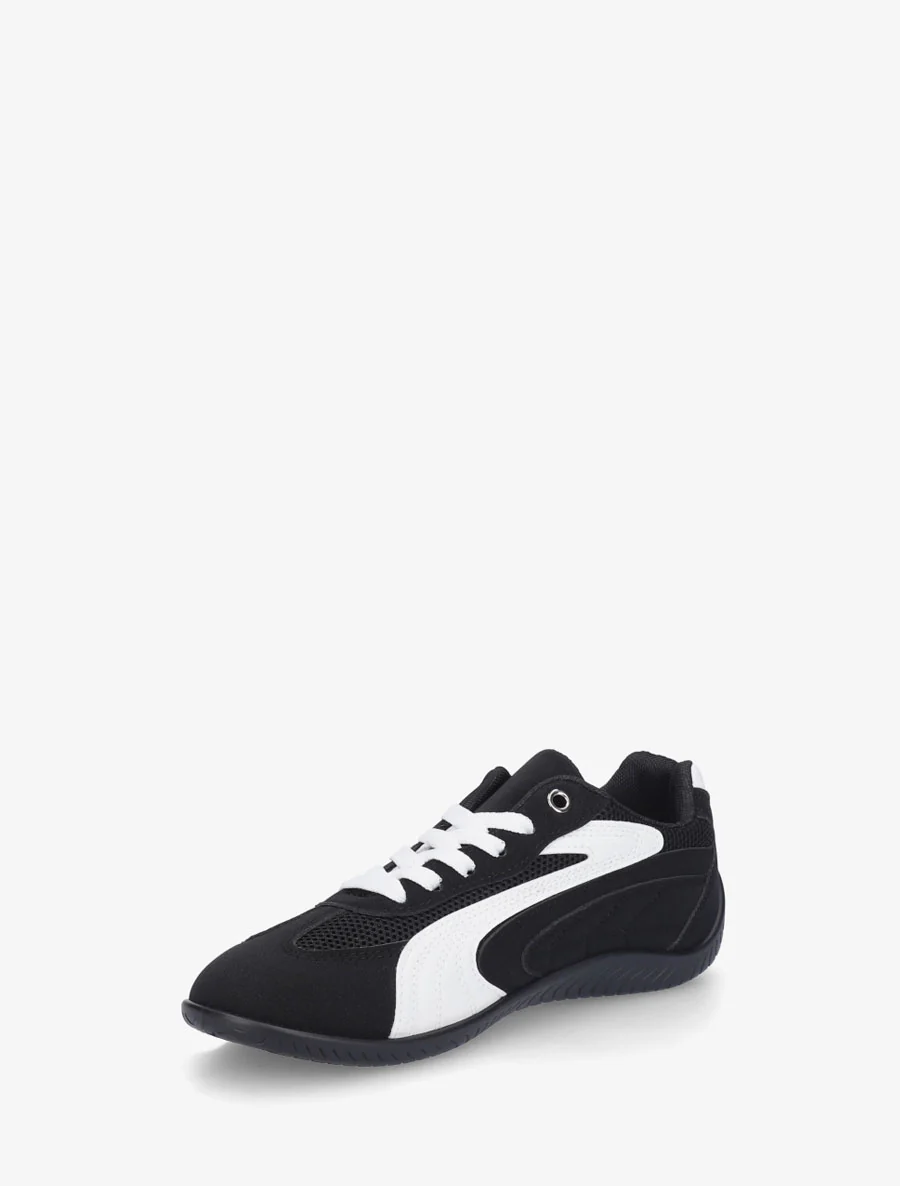 Sneakers en suédine à bandes contrastantes - Noir - Image 3