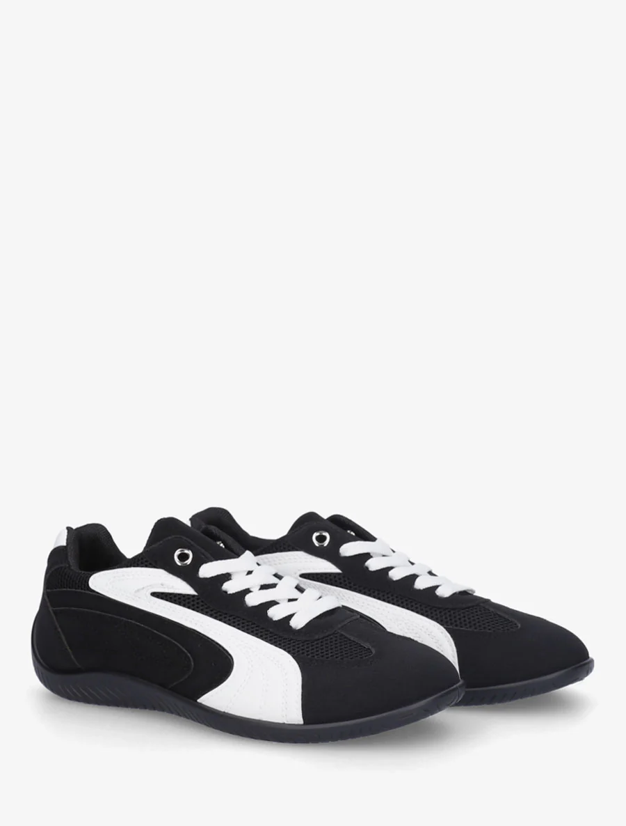Sneakers en suédine à bandes contrastantes - Noir - Image 4