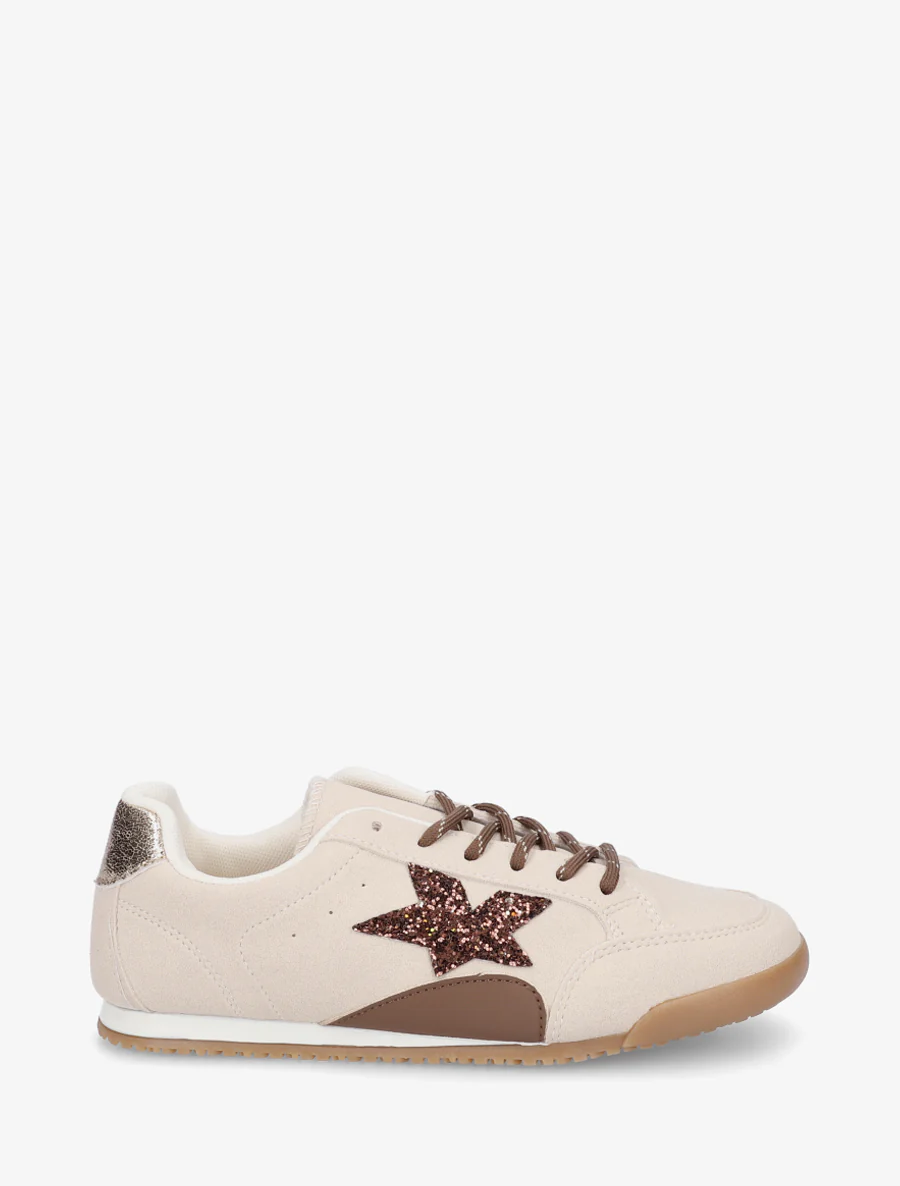 Sneakers en suédine à contrefort constrastant - Beige