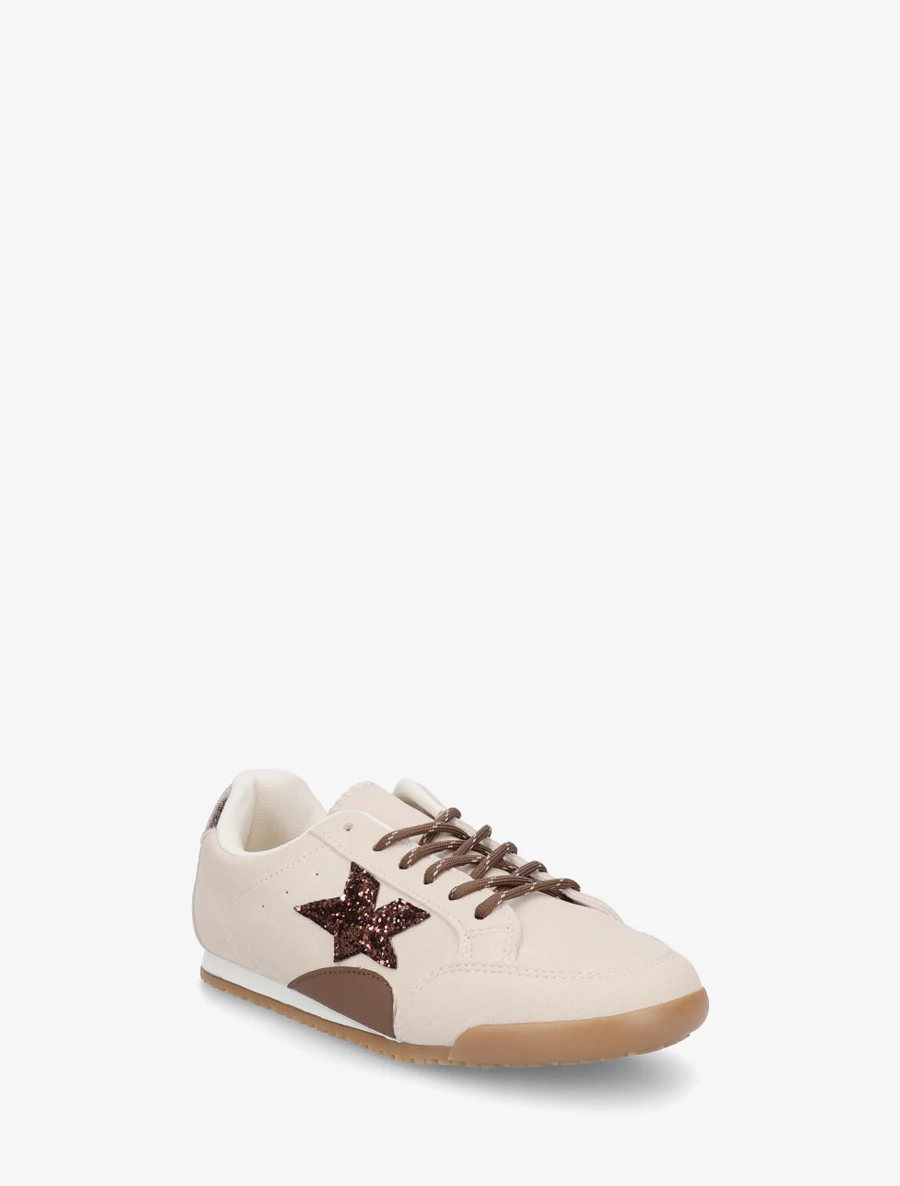 Sneakers en suédine à contrefort constrastant - Beige - Image 2