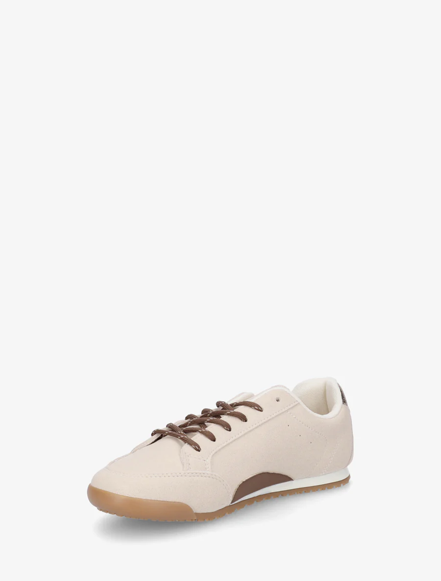 Sneakers en suédine à contrefort constrastant - Beige - Image 3