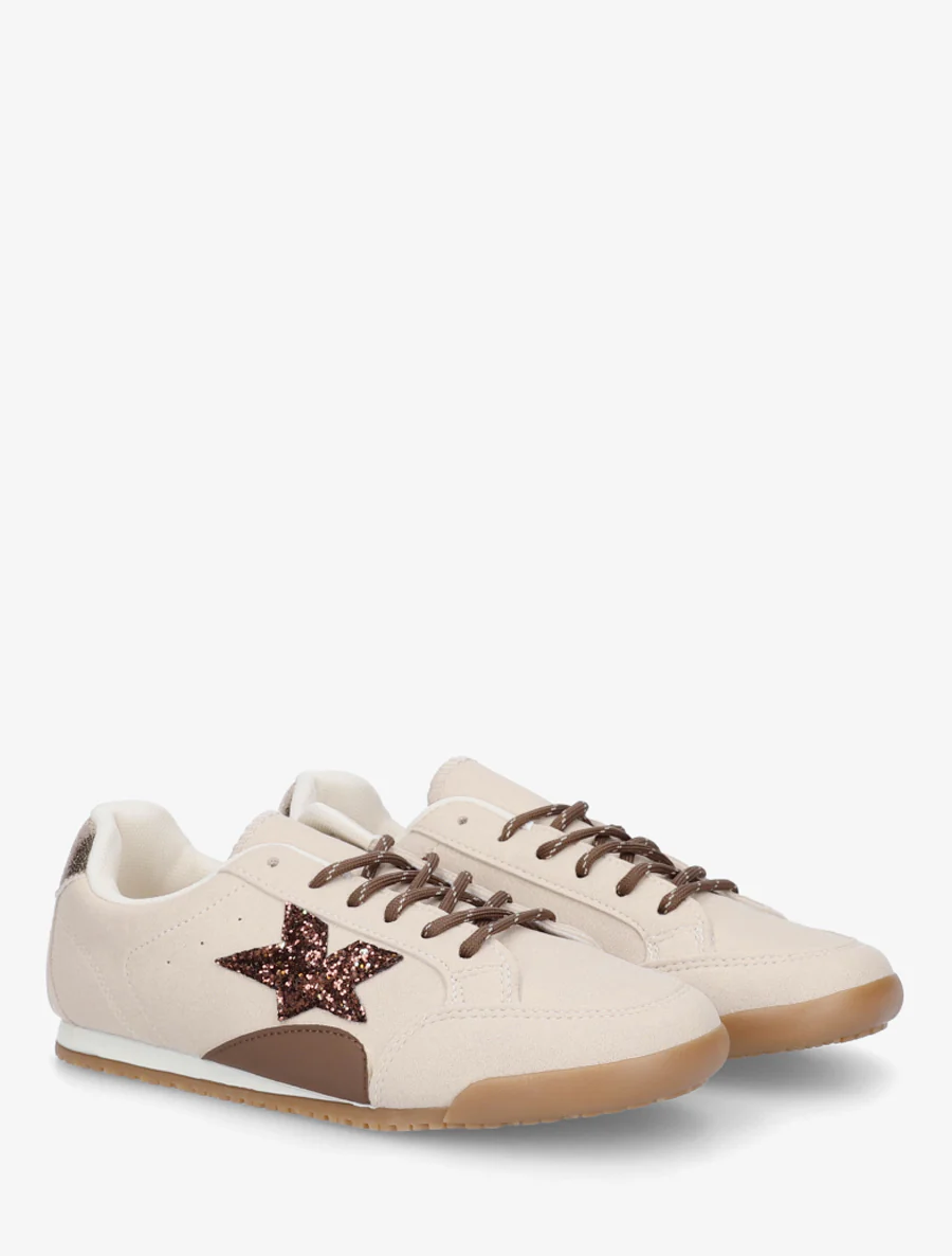 Sneakers en suédine à contrefort constrastant - Beige - Image 4