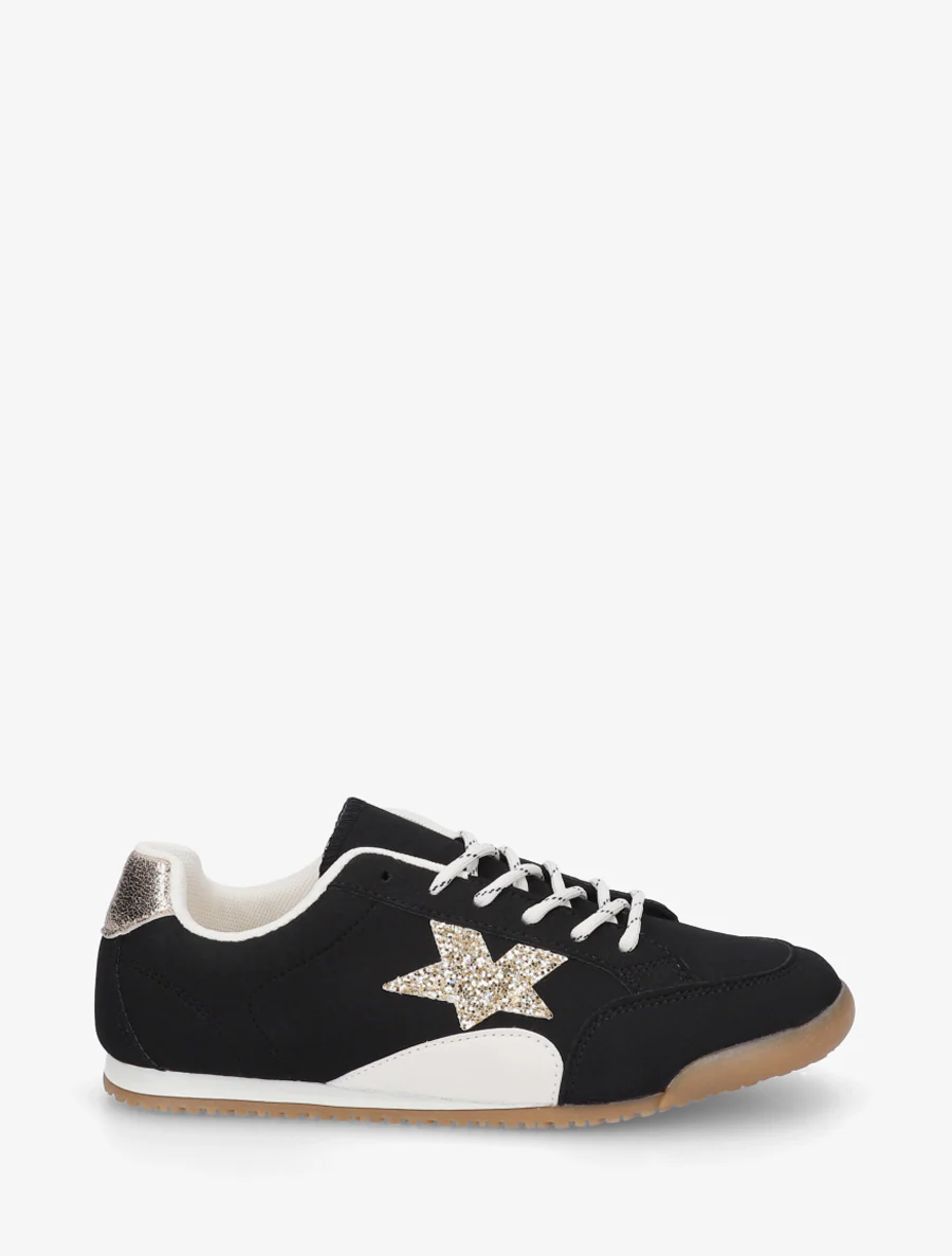 Sneakers en suédine à contrefort constrastant - Noir