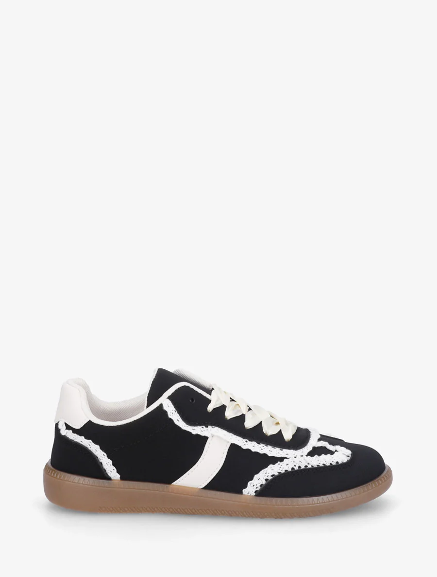 Sneakers en suédine à détail crochet - Noir