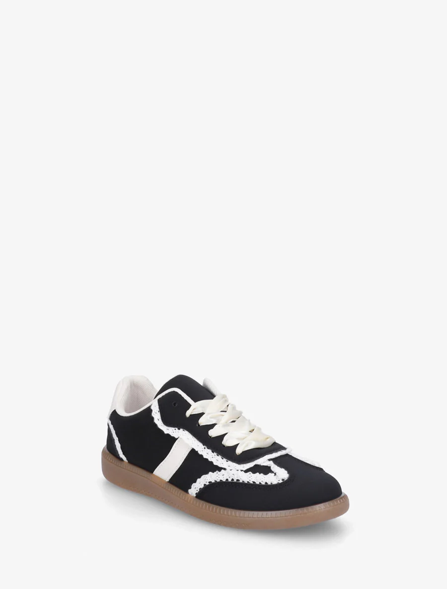 Sneakers en suédine à détail crochet - Noir - Image 2