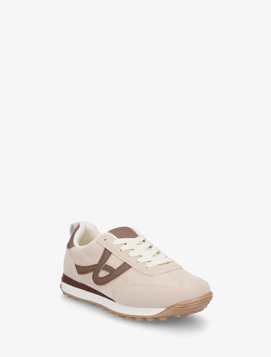Sneakers en suédine à détails contrastants - Beige - Image 2