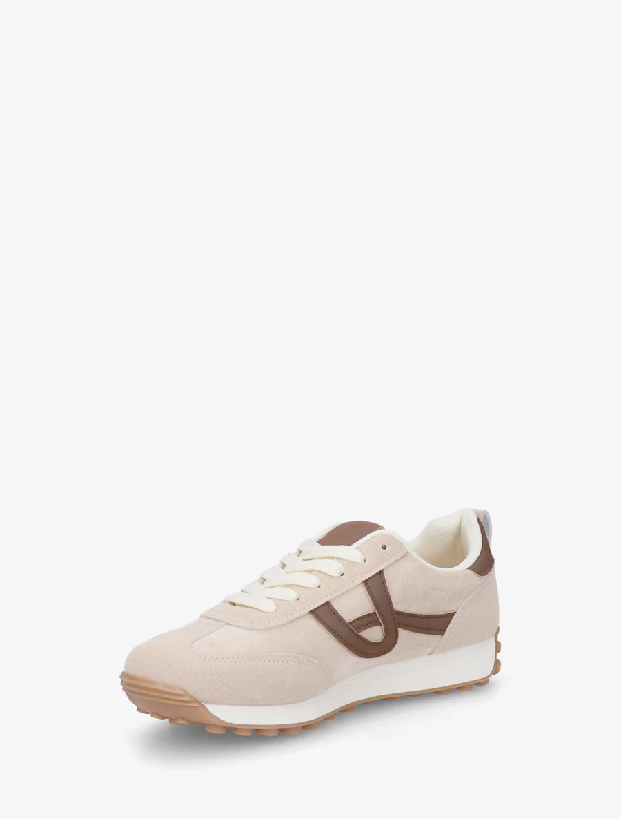 Sneakers en suédine à détails contrastants - Beige - Image 3
