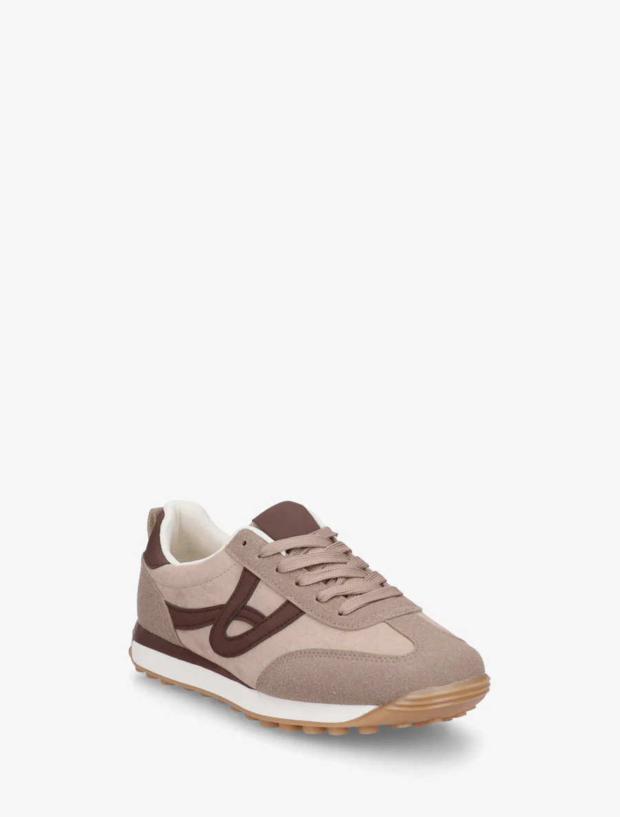 Sneakers en suédine à détails contrastants - Taupe - Image 2