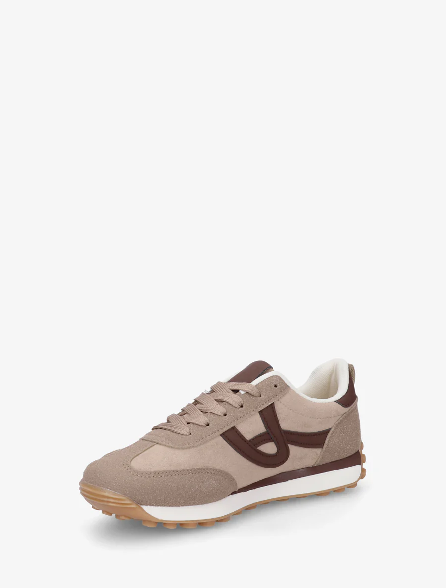 Sneakers en suédine à détails contrastants - Taupe - Image 3
