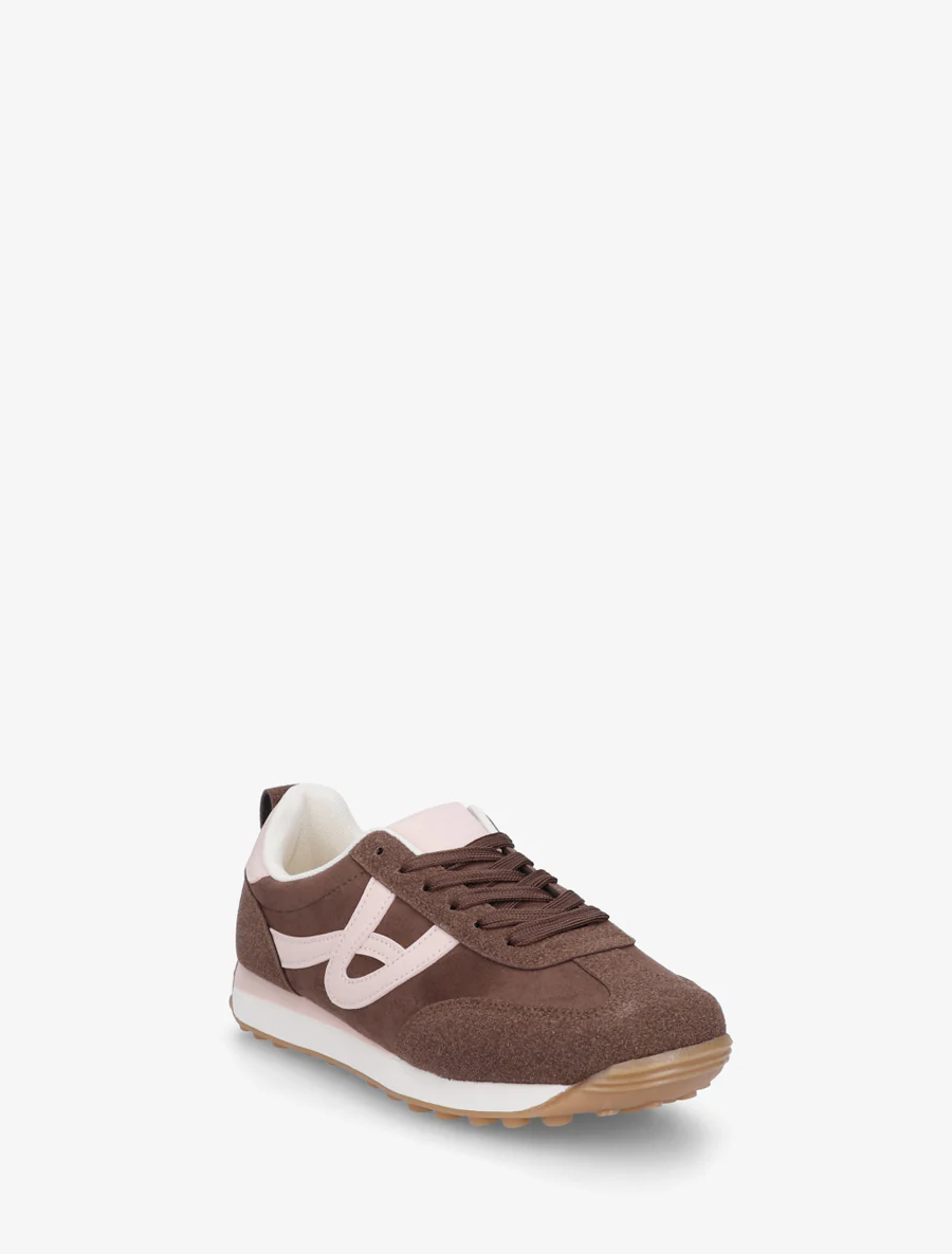 Sneakers en suédine à détails contrastants - Marron - Image 2