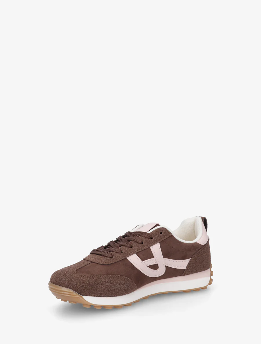 Sneakers en suédine à détails contrastants - Marron - Image 3