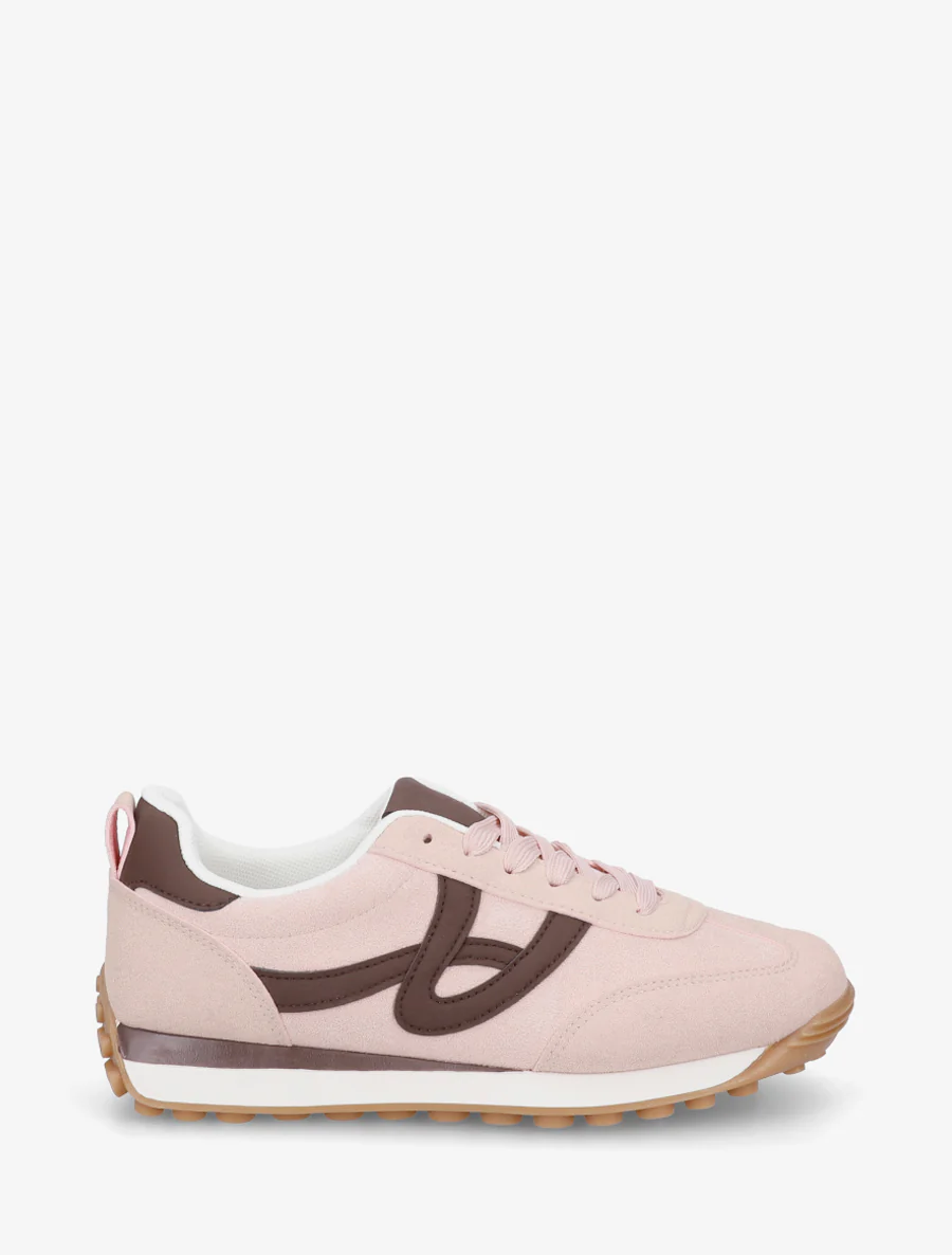 Sneakers en suédine à détails contrastants - Rose