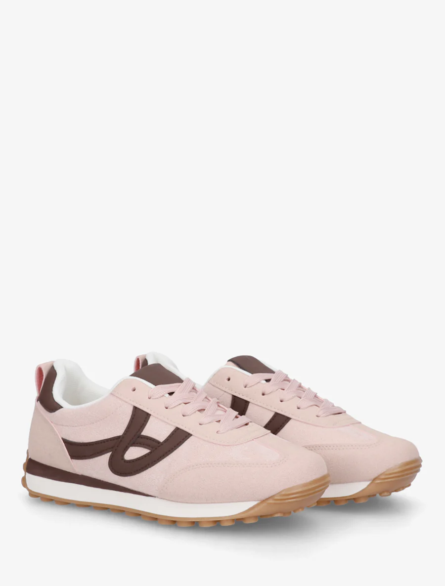 Sneakers en suédine à détails contrastants - Rose - Image 4
