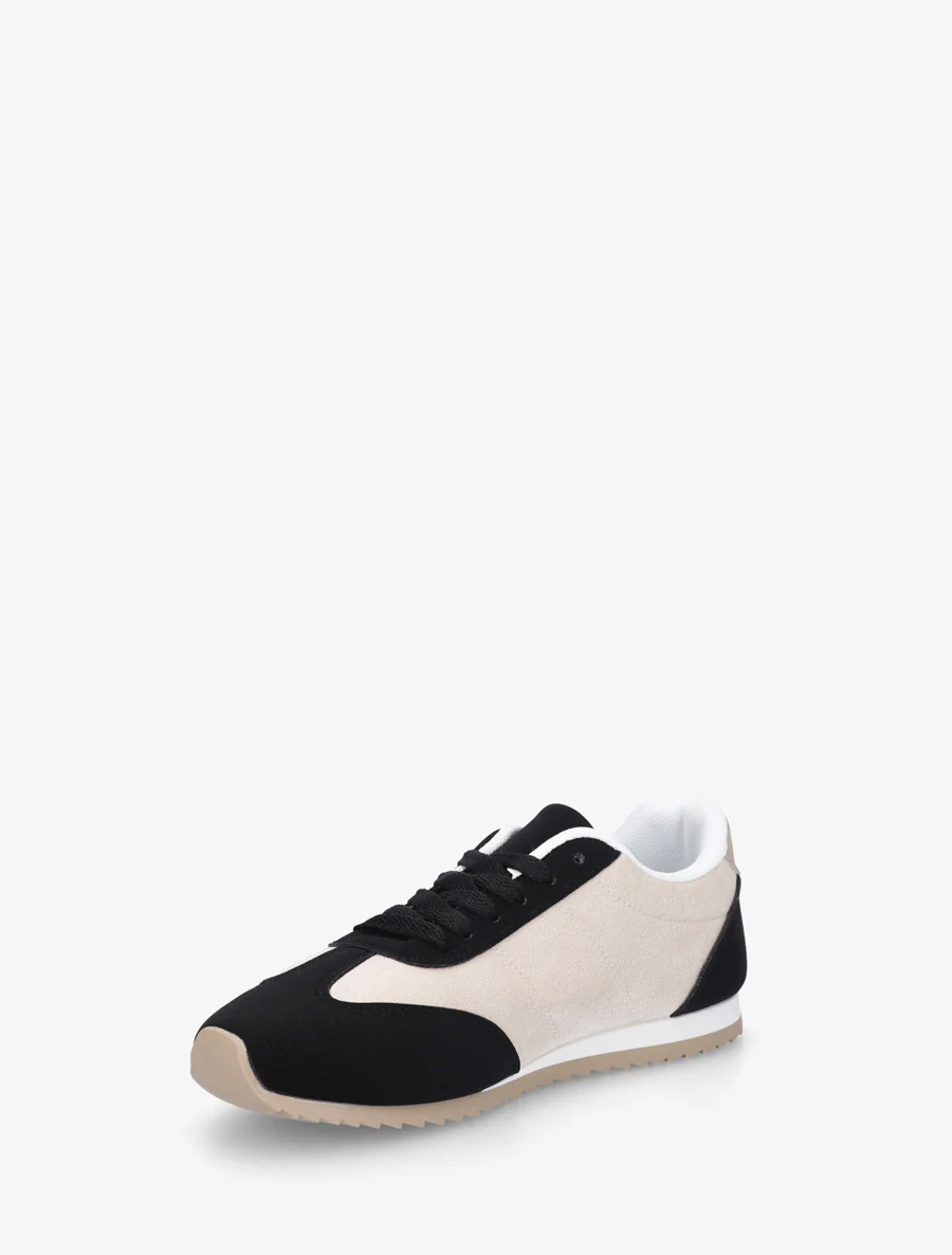 Sneakers en suédine à empiècement effet nubuck - Noir - Image 3