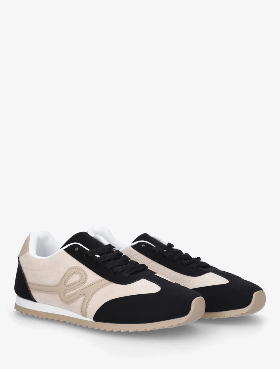 Sneakers en suédine à empiècement effet nubuck - Noir - Image 4